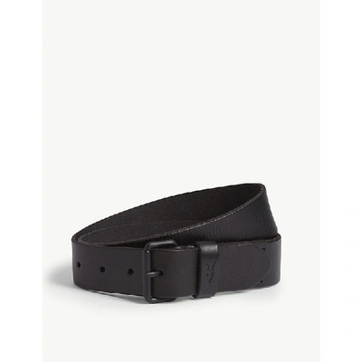 Allsaints Mens Black Dunston Leather Belt 34 In Black