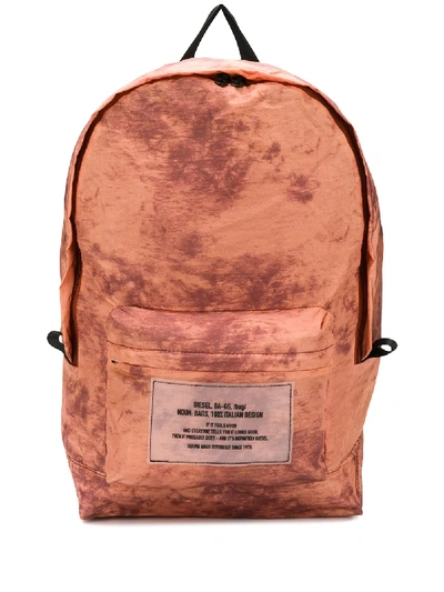 Diesel Packable Tie-dye Print Backpack In Orange