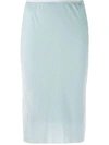 Helmut Lang Textured High-waisted Pencil Skirt In Blue