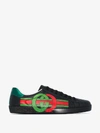 GUCCI BLACK ACE LEATHER SNEAKERS,576136A38V014575726