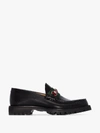 GUCCI GUCCI BLACK ALFONS LEATHER LOAFERS,496246ARPA014590026