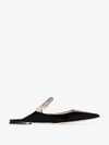 JIMMY CHOO BLACK BING CRYSTAL-EMBELLISHED LEATHER MULES,BINGFLATPAT13423381