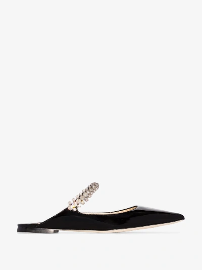 JIMMY CHOO BLACK BING CRYSTAL-EMBELLISHED LEATHER MULES,BINGFLATPAT13423381