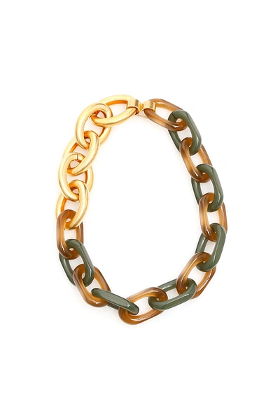 Marni Oversized Chain-link Necklace In Green,gold