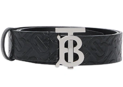 Pre-owned Burberry  Monogram Motif Monogram Leather Belt 1.4 Width Black
