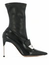 ALEXANDER MCQUEEN ALEXANDER MCQUEEN WOMEN'S BLACK LEATHER ANKLE BOOTS,586432WHCVD1081 38