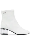 KENZO WHITE LEATHER ANKLE BOOTS,F962BT002L5101