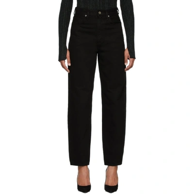 Goldsign The Low Slung Cropped Mid-rise Straight-leg Jeans In Painted Black