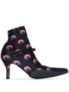 Marine Serre 50mm Moon Shadow Print Neoprene Boots In Black