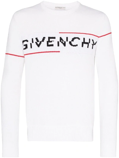 Givenchy Intarsia Knit Logo Jumper In White