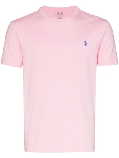 Polo Ralph Lauren Logo-embroidered Slim-fit Cotton-jersey T-shirt In Pink