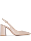 GIANVITO ROSSI NEUTRAL SLINGBACK LEATHER PUMPS