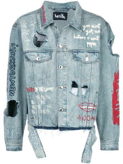 Haculla Responsible For Nothing Denim Jacket In Blue Wash