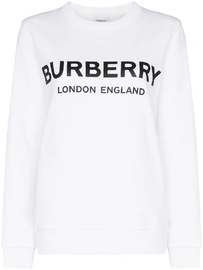 Burberry Fairhall Logo Print Sweatshirt In 白色