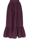 Valentino Gathered-hem Cotton-blend Faille Maxi Skirt In Purple