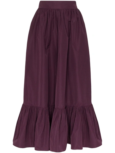 Valentino Gathered-hem Cotton-blend Faille Maxi Skirt In Purple