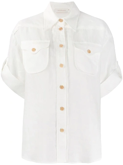 Zimmermann Short-sleeve Turn-up Cuffs Shirt In White