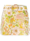 ZIMMERMANN FITTED D-BUCKLE FLORAL SKIRT