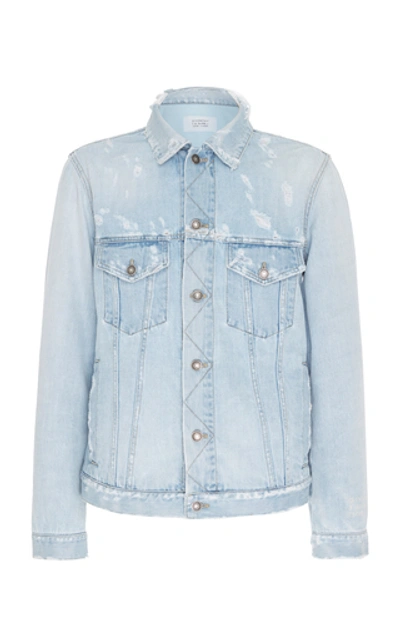 Givenchy Men's Classic-fit Distressed Denim Jacket In Blue