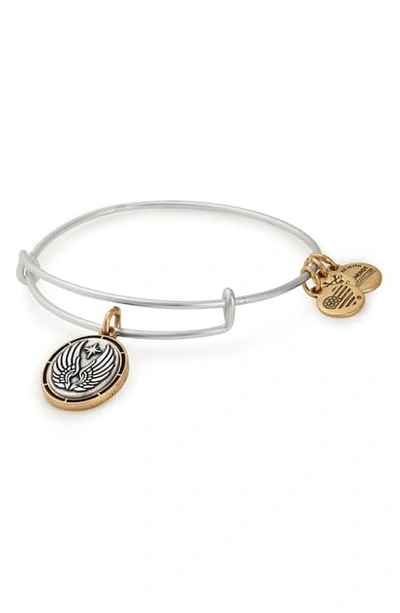 Alex And Ani Two-tone Guardian Angel Charm Expandable Bracelet In Silver