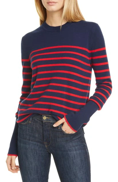 La Ligne Aaa Lean Lines Cashmere Sweater In Navy/ Red