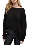 ALLSAINTS RITA BOATNECK LONG SLEEVE OVERSIZE T-SHIRT,WM020N