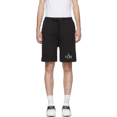 Valentino Vltnstar Logo-print Cotton-blend Track Shorts In Black