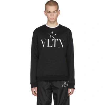 Valentino Vltnstar Logo-print Cotton-blend Sweatshirt In Black