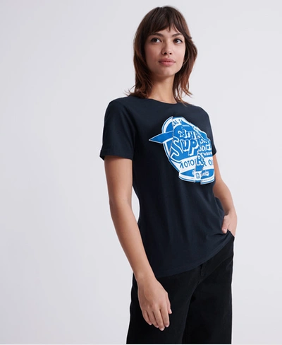 Superdry Brand Language Rip T-shirt In Navy