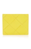Bottega Veneta Intrecciato Leather Cardholder  In Yellow
