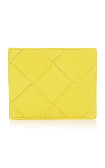 Bottega Veneta Intrecciato Leather Cardholder  In Yellow