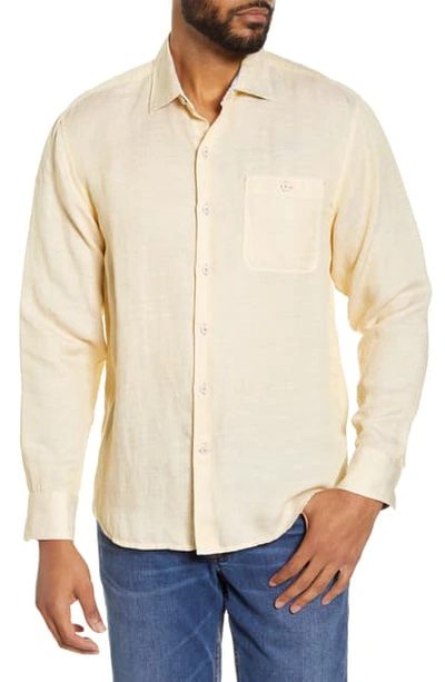 Tommy Bahama Line In The Sand Linen & Tencel Lyocell Button-up Shirt In Wheaten