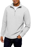 Topman Classic Quarter Zip Twill Knit Sweatshirt In Grey