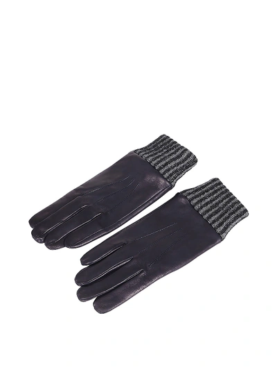 Fay Napa Leather Gloves In Blue