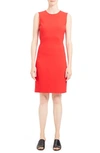 Theory Sleeveless Fitted Scuba Dress In Red