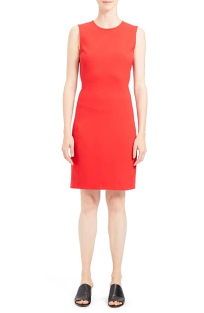 Theory Sleeveless Fitted Scuba Dress In Red