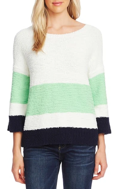 Vince Camuto Colorblock Teddy Knit Sweater In Pistachio