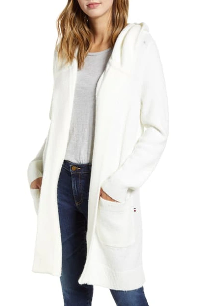 Tommy Hilfiger Hooded Long Open Cardigan In Ivory