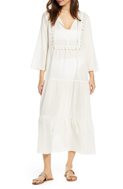 Madewell Tiered Cover-up Caftan Dress In Lighthouse