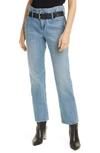 Rta Dexter Belted Distressed High-rise Straight-leg Jeans In Clean Blue