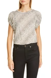 Proenza Schouler Logo Graphic Puff Sleeve Top In Ecru/ Black Scarf