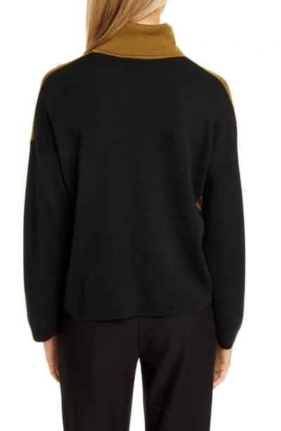 Eileen Fisher Wool Colorblocked Turtleneck Sweater, Regular & Petite Sizes In Gold Leaf