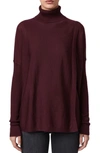 Allsaints Koko Merino Wool Turtleneck Wrap Sweater In Red Burgundy Red