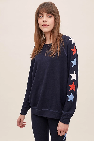 Sundry Star Side Sweatshirt In Blue