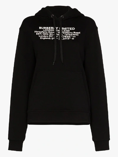 Burberry Poulter Location Logo-print Cotton Hoodie In 黑色