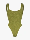 Hunza G Classic Square-neck One-piece Swimsuit In Green