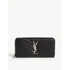 Saint Laurent Women's Monogram Matelasse Leather Zip-around Wallet In Black Silver