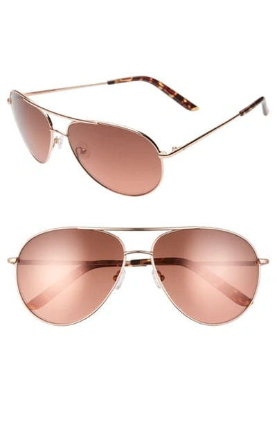 Nike Chance 61mm Mirrored Aviator Sunglasses In Rose Gold/ Tort Copper