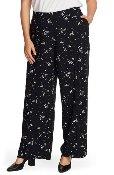 Vince Camuto Plus Size Whimsical Petals Wide-leg Pants In Caviar
