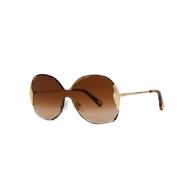 Chloé Curtis Gold-tone Oversized Sunglasses In Brown